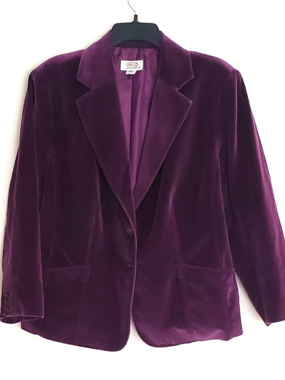 Talbots Women's 18W Petite Velvet Velour Purple Blazer Silk Cotton Lined Jacket